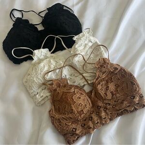 Wishlist Lace Bralettes Brown White Black Adjustable Strap Womens Medium